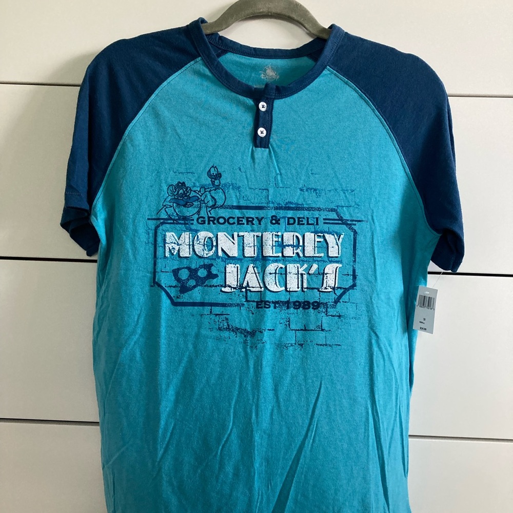Disney Afternoon Rescue Rangers Monterey Jack's Grocery Deli Henley Raglan Shirt